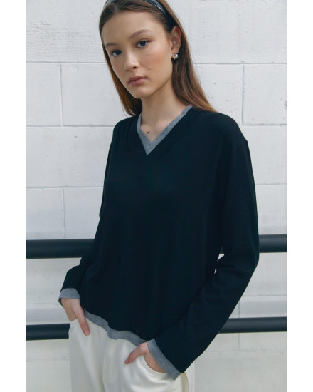 Perro Double Layered Top in Black