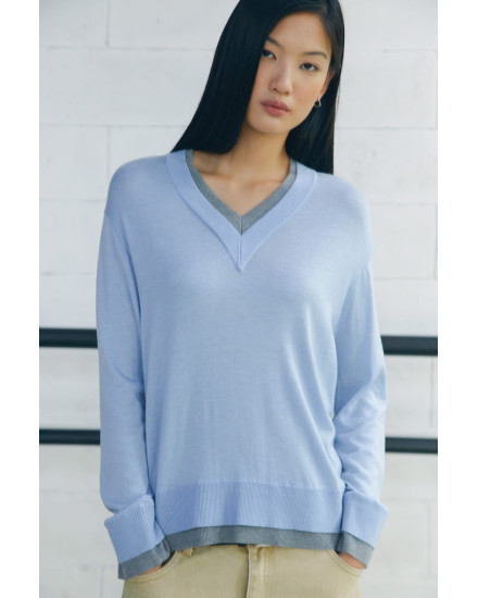 Perro Double Layered Top in Powder Blue
