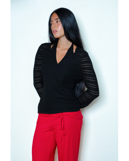 Laia Double Layered Top in Black