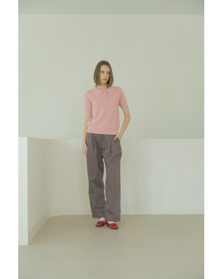 Wally Knit Polo Top in Powder Pink