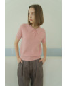 Wally Knit Polo Top in Powder Pink